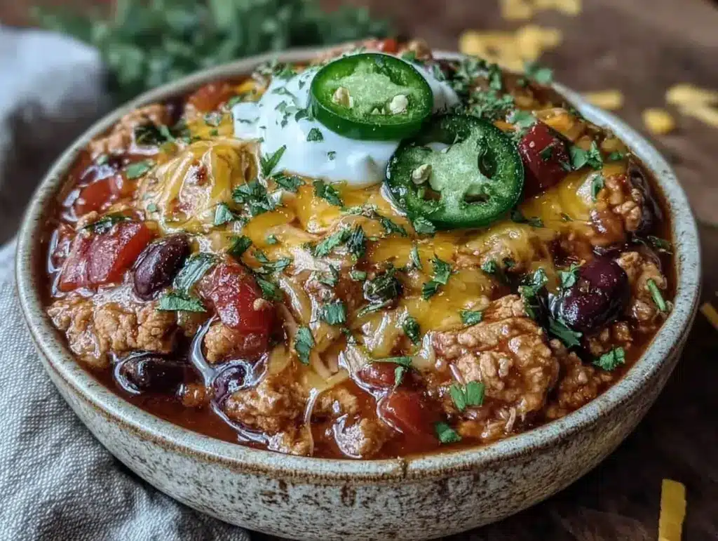Home 3 Healthy Crockpot Turkey Chili - featured image