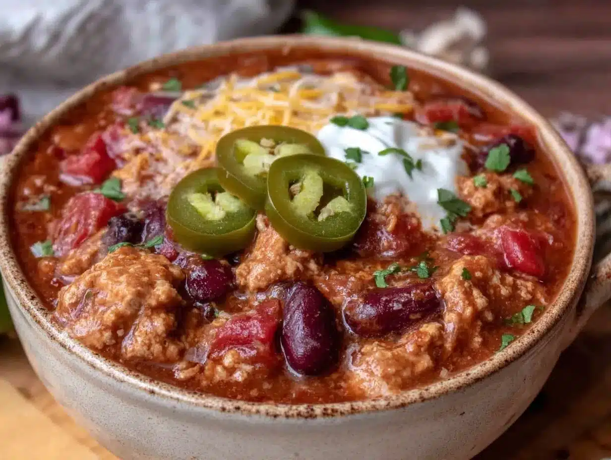 Healthy Crockpot Turkey Chili preparation steps