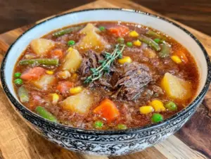 hearty vegetable beef soup - featured image