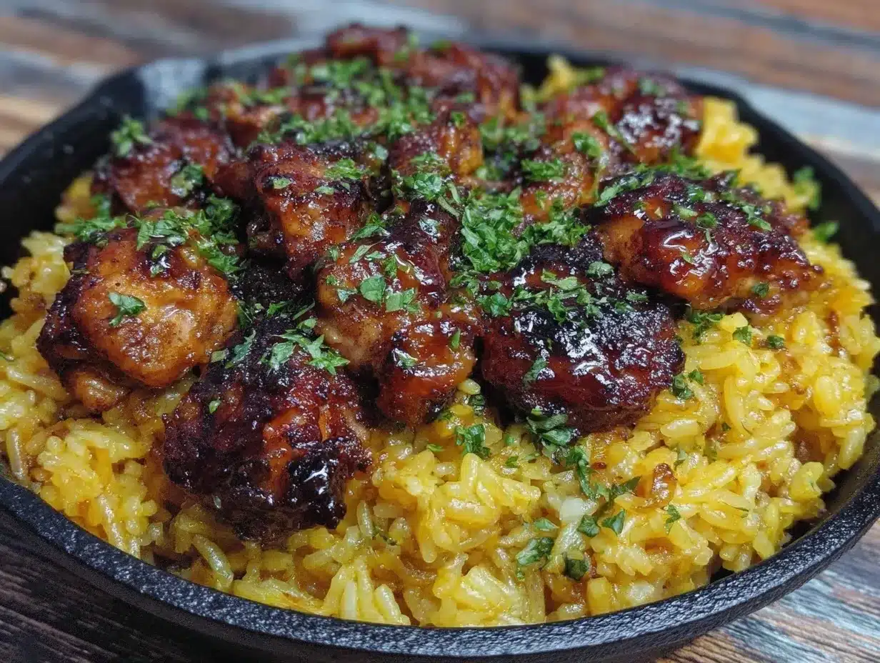 Sweet & Smoky Honey BBQ Chicken & Rice – Perfect One-Skillet Recipe 4 Honey BBQ Chicken preparation steps