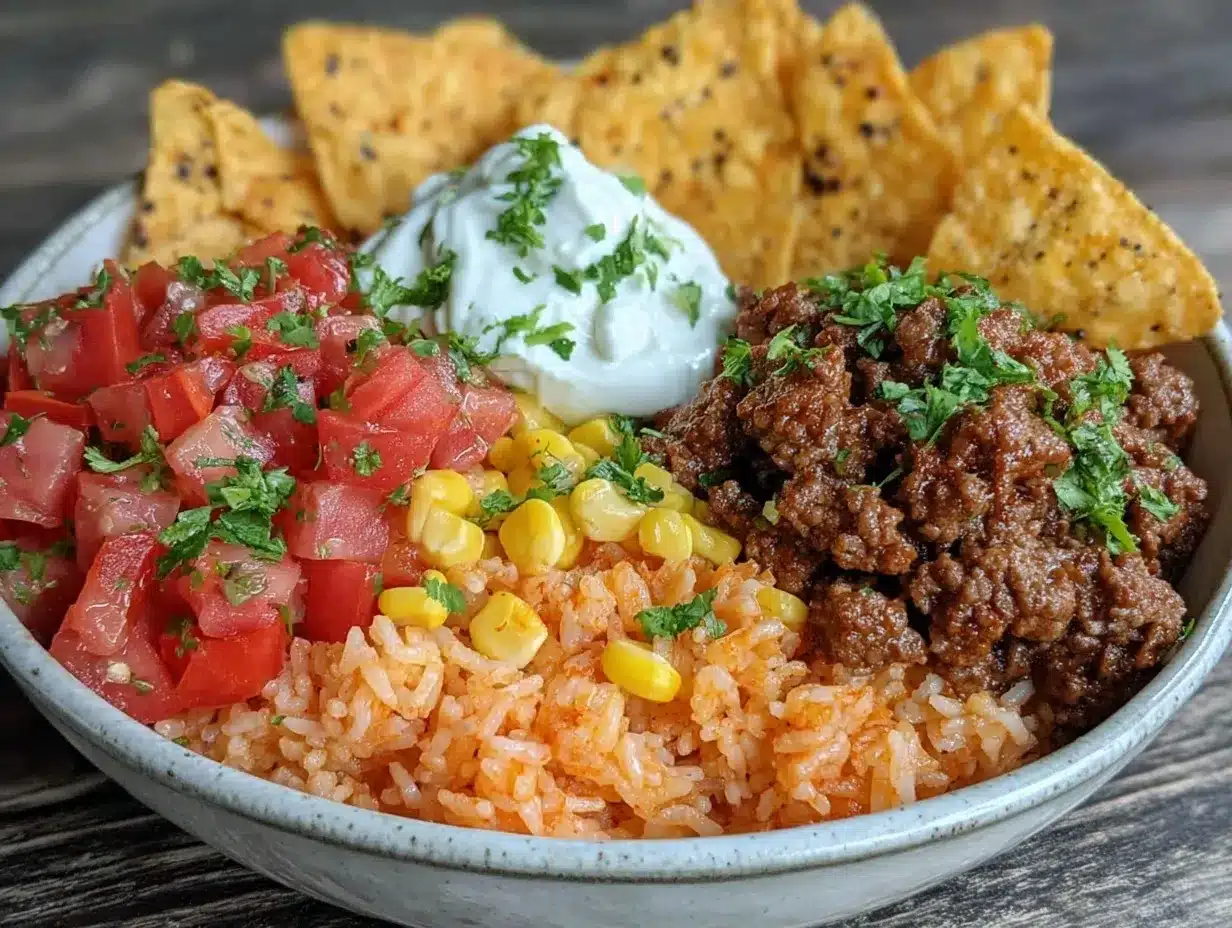 loaded taco rice bowl preparation steps