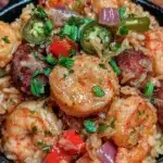 spicy shrimp and sausage dirty rice - featured image