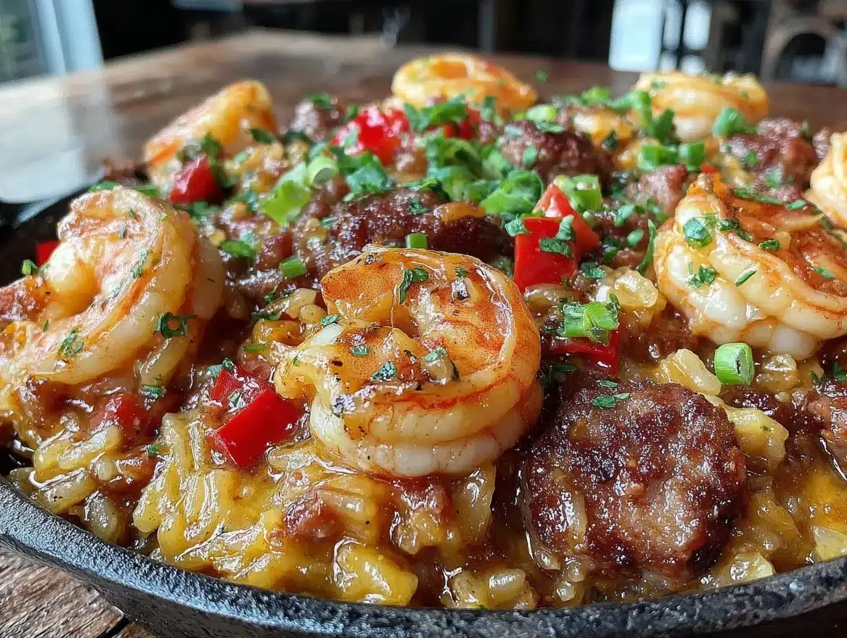spicy shrimp and sausage dirty rice preparation steps