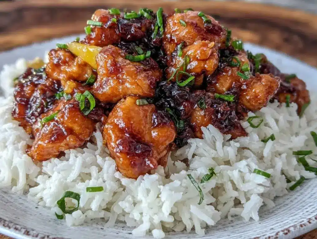 sticky bourbon chicken - featured image