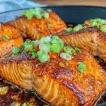 sticky honey garlic salmon - featured image