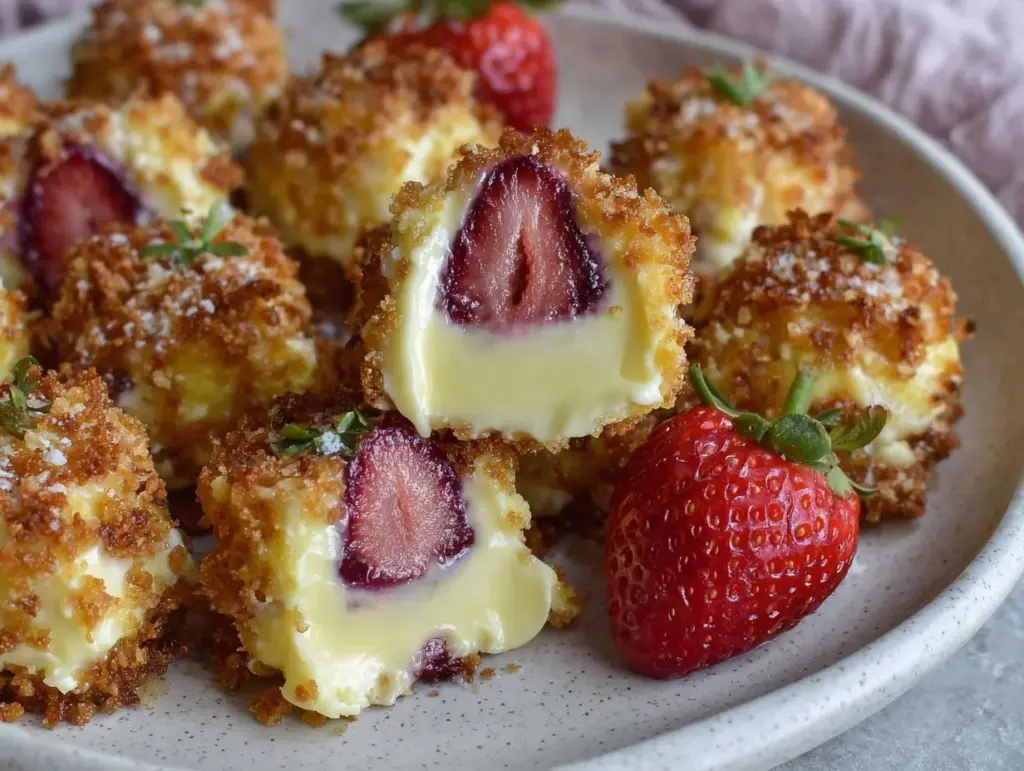 strawberry cheesecake crunch bites - featured image
