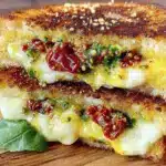 sun-dried tomato bacon pesto grilled cheese - featured image