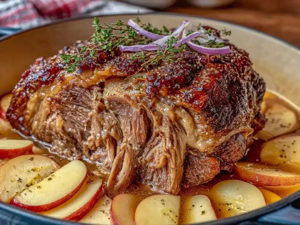 apple cider braised pork shoulder - featured image