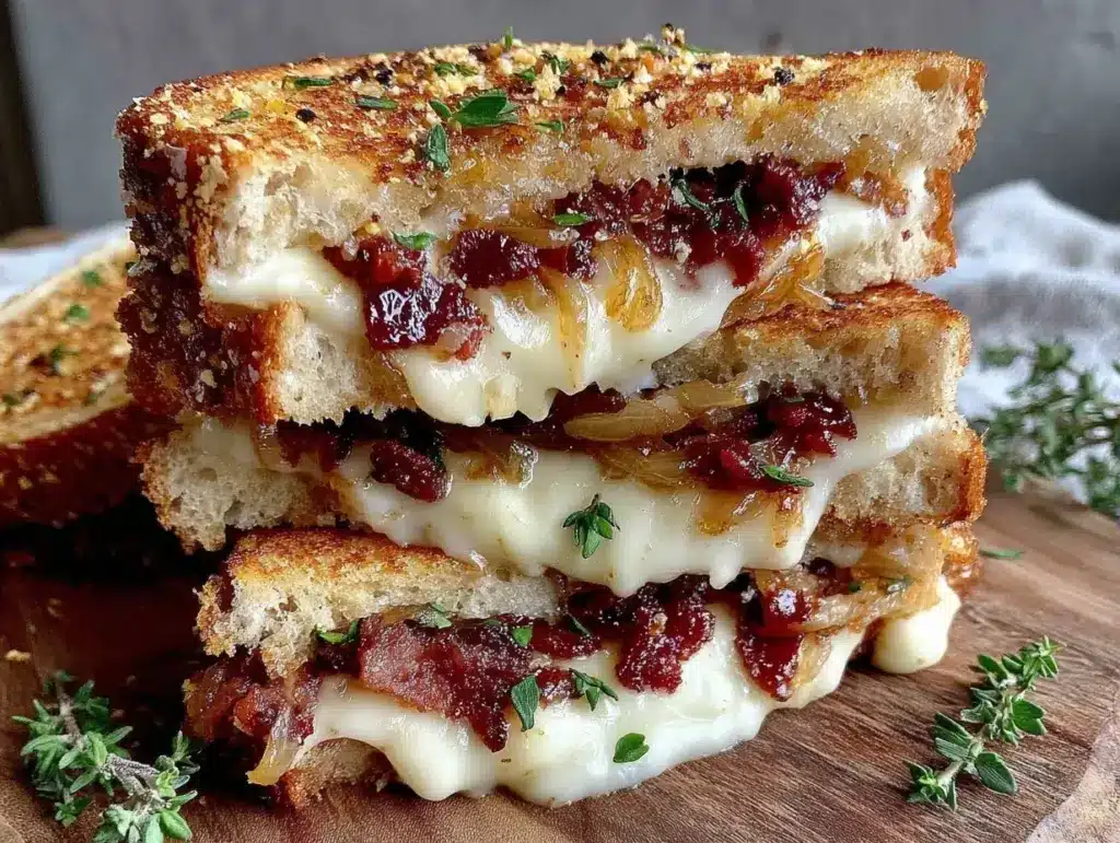 bacon and caramelized onion grilled cheese - featured image