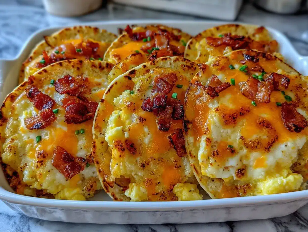 Savory Baked Breakfast Tacos Recipe – Easy Bacon & Cheese Family Favorite 4 baked breakfast tacos preparation steps