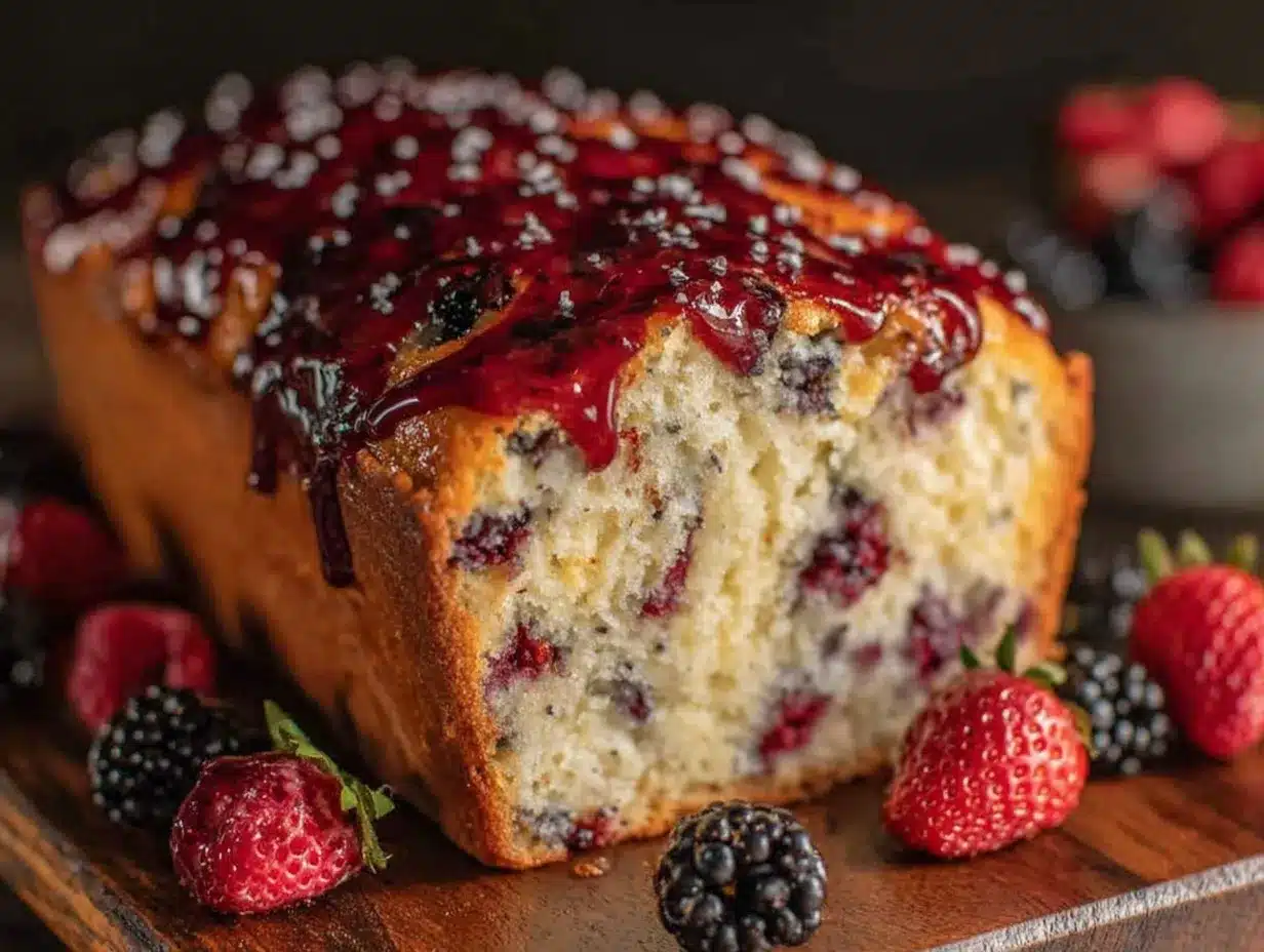 Delicious Berry Loaf Bread Recipe Easy Glazed Strawberry Sweet Bread Twist 4 berry loaf bread preparation steps