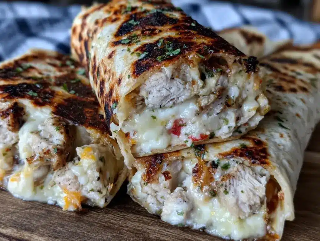 cheesy garlic chicken wraps - featured image