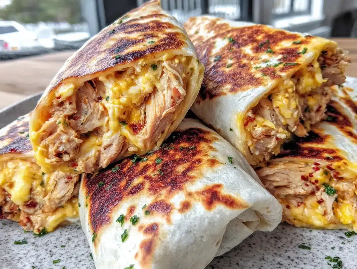 Cheesy Garlic Chicken Wraps – Best Easy 20-Minute Lunch Recipe 4 cheesy garlic chicken wraps preparation steps