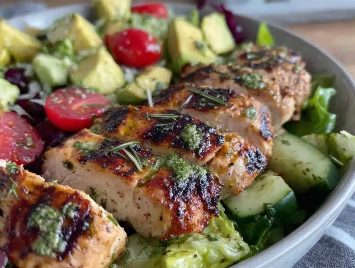 Fresh Healthy Chicken Avocado Salad Recipe with Lime Cilantro Dressing Easy and Perfect for Summer 4 chicken avocado salad preparation steps