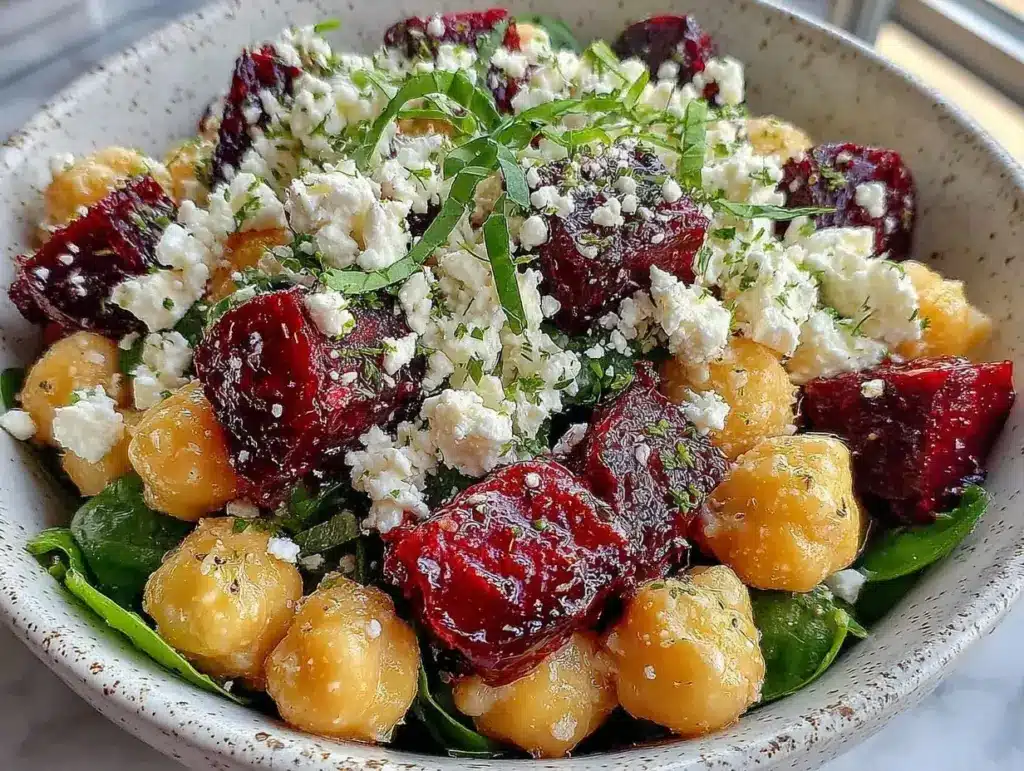 chickpea beet feta salad - featured image