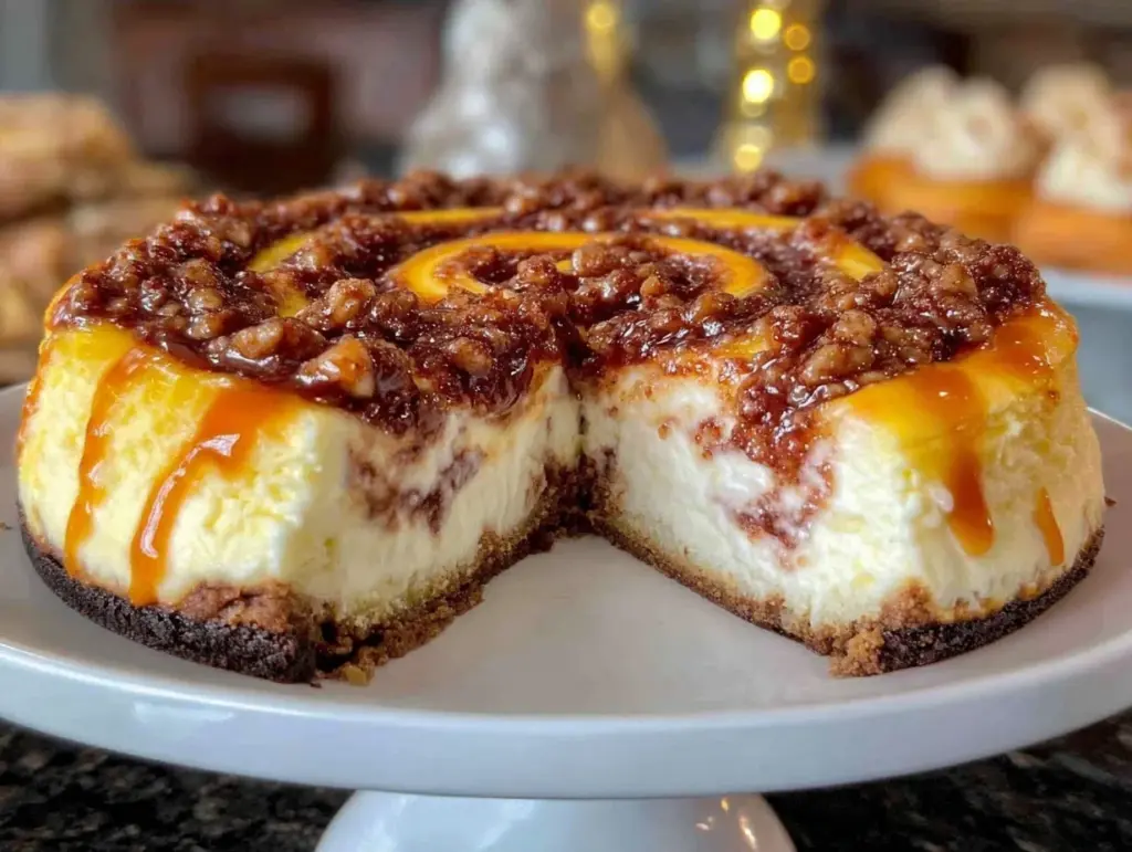 cinnamon roll cheesecake - featured image