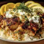 creamy chicken tzatziki rice - featured image