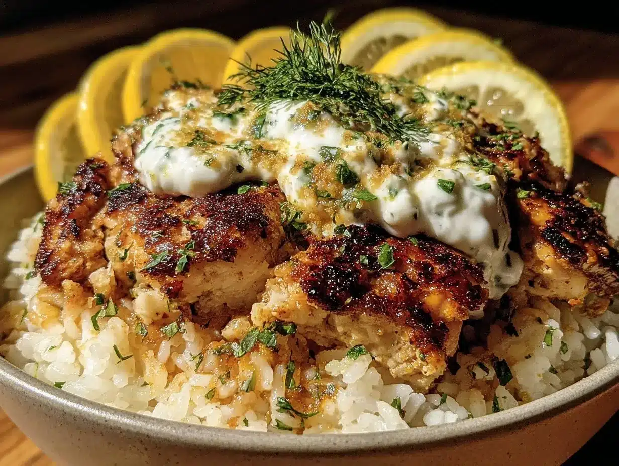 Creamy Chicken Tzatziki Rice Recipe Easy Mediterranean Dinner Idea 4 creamy chicken tzatziki rice preparation steps