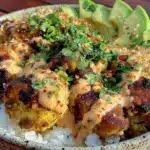 creamy coconut chicken rice bowl - featured image
