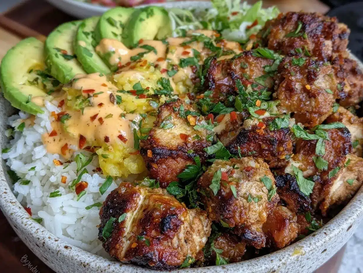 Creamy Coconut Chicken Rice Bowl Recipe Easy Wholesome Dinner Idea 4 creamy coconut chicken rice bowl preparation steps