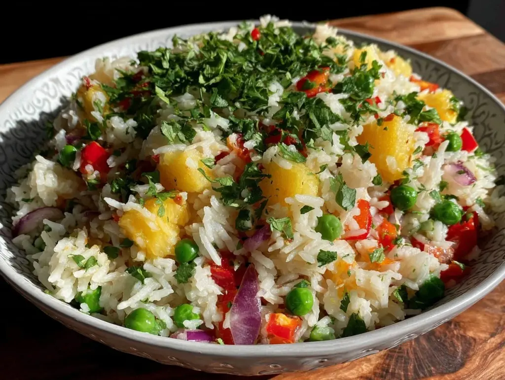 creamy coconut pepper rice - featured image
