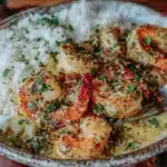 creamy garlic shrimp in coconut milk - featured image