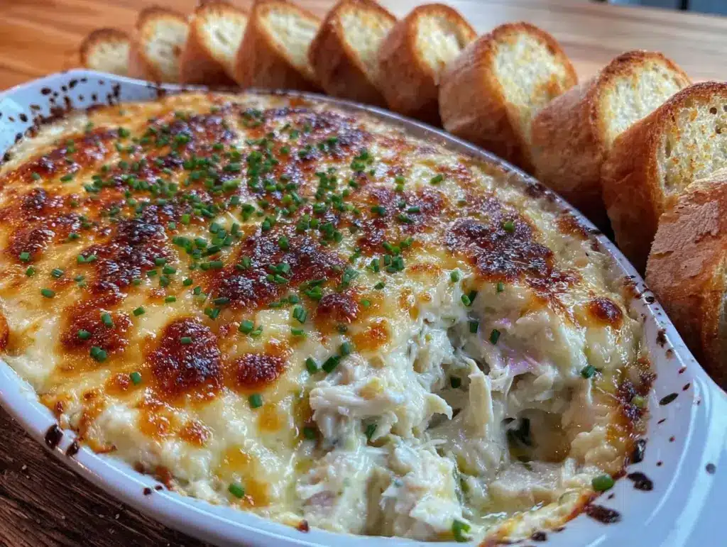 creamy hot cheesy crab dip - featured image