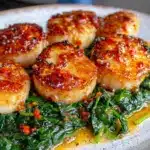 creamy keto garlic butter scallops - featured image