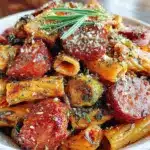 creamy keto sausage pasta squash recipe - featured image