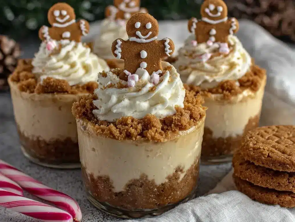 creamy no-bake gingerbread cheesecake cups - featured image