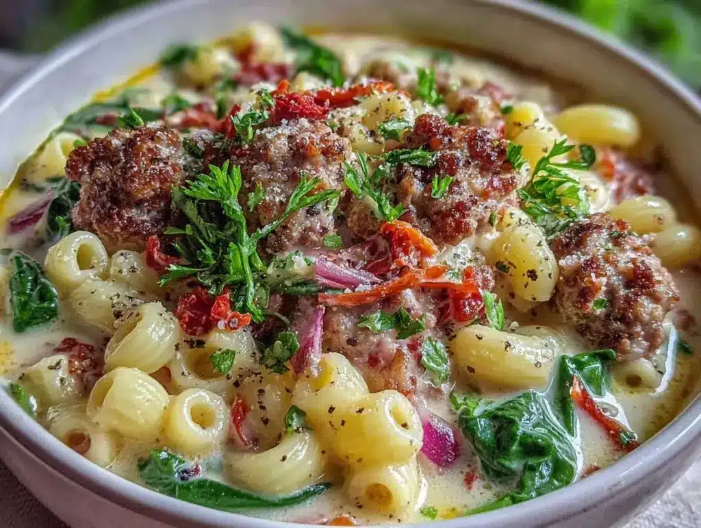 Creamy Parmesan Italian Sausage Ditalini Soup - featured image