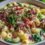 Creamy Parmesan Italian Sausage Ditalini Soup - featured image