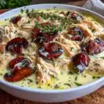 creamy rotisserie chicken and mushroom soup - featured image