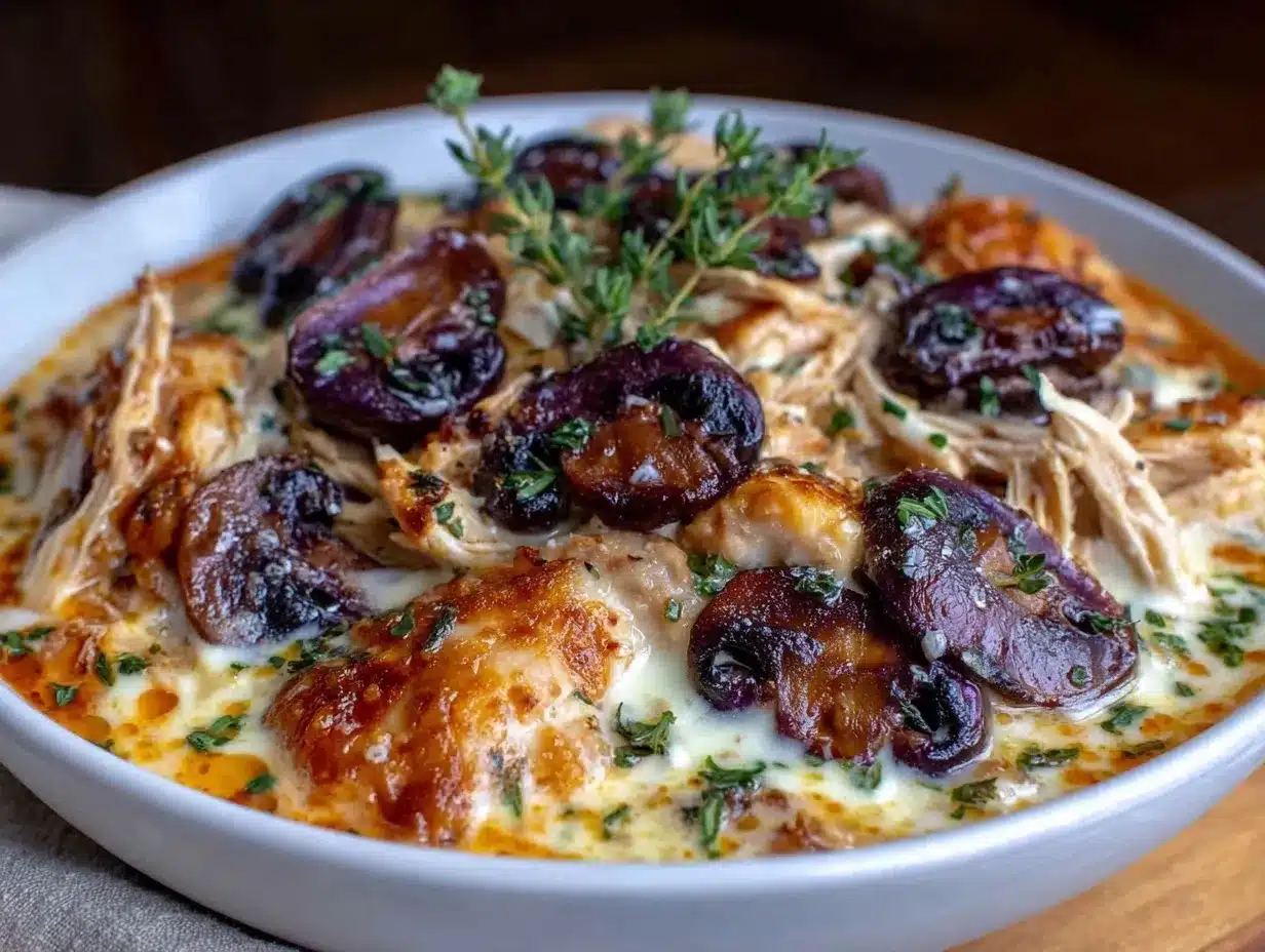 Creamy Rotisserie Chicken and Mushroom Soup Recipe Easy Comfort Meal 4 creamy rotisserie chicken and mushroom soup preparation steps