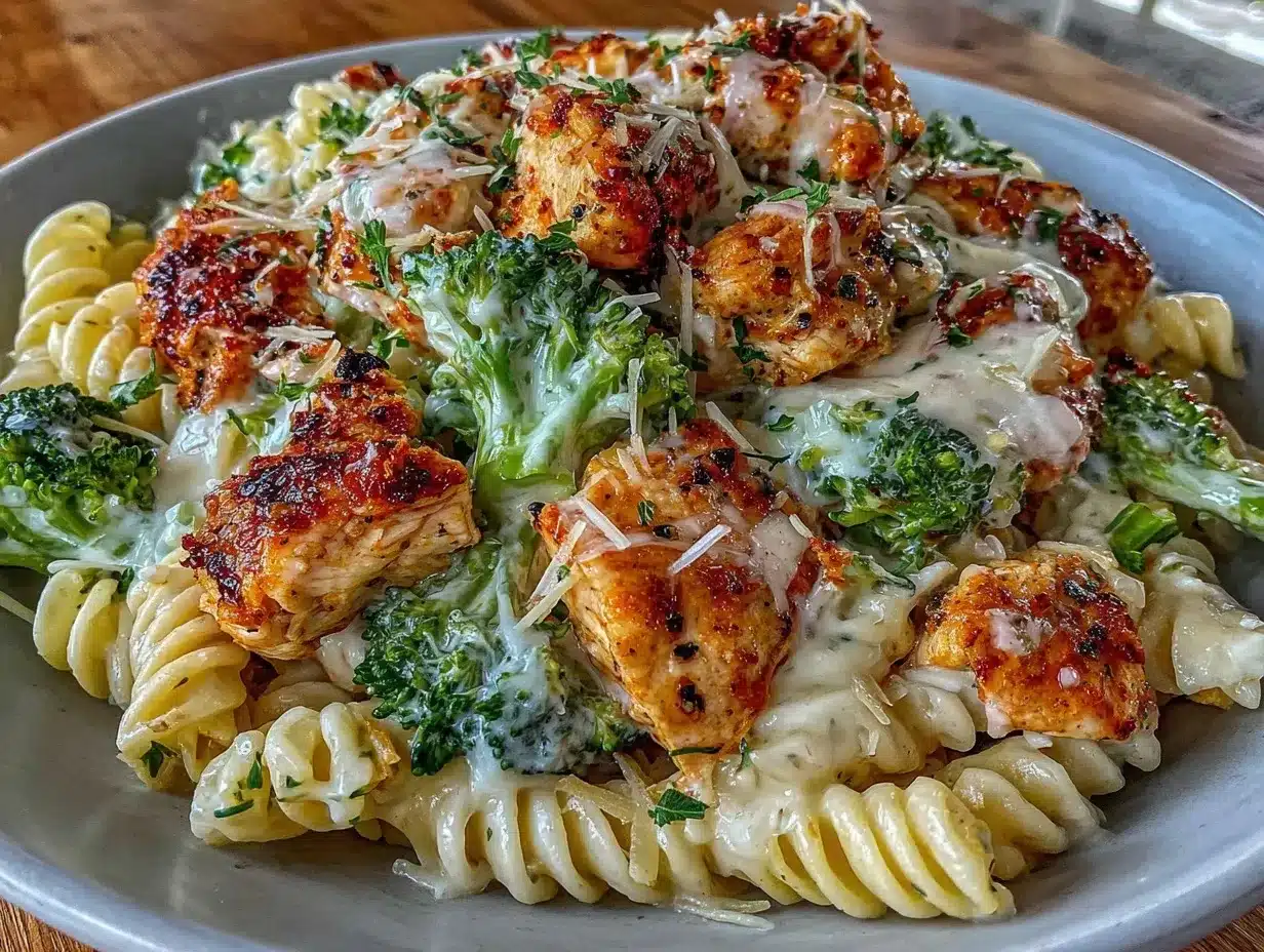 Creamy Rotisserie Chicken Broccoli Pasta Recipe – Easy 30-Minute Dinner 4 creamy rotisserie chicken broccoli pasta preparation steps