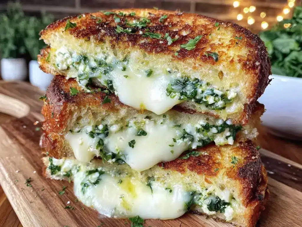 creamy spinach and feta grilled cheese - featured image