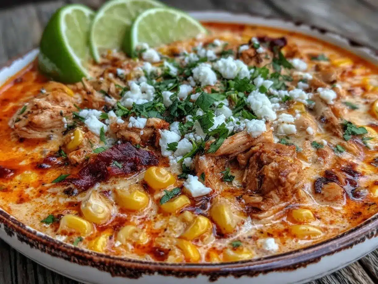 Creamy Street Corn Chicken Chili Recipe Easy Unique Fall Chili Idea 4 Creamy Street Corn Chicken Chili preparation steps