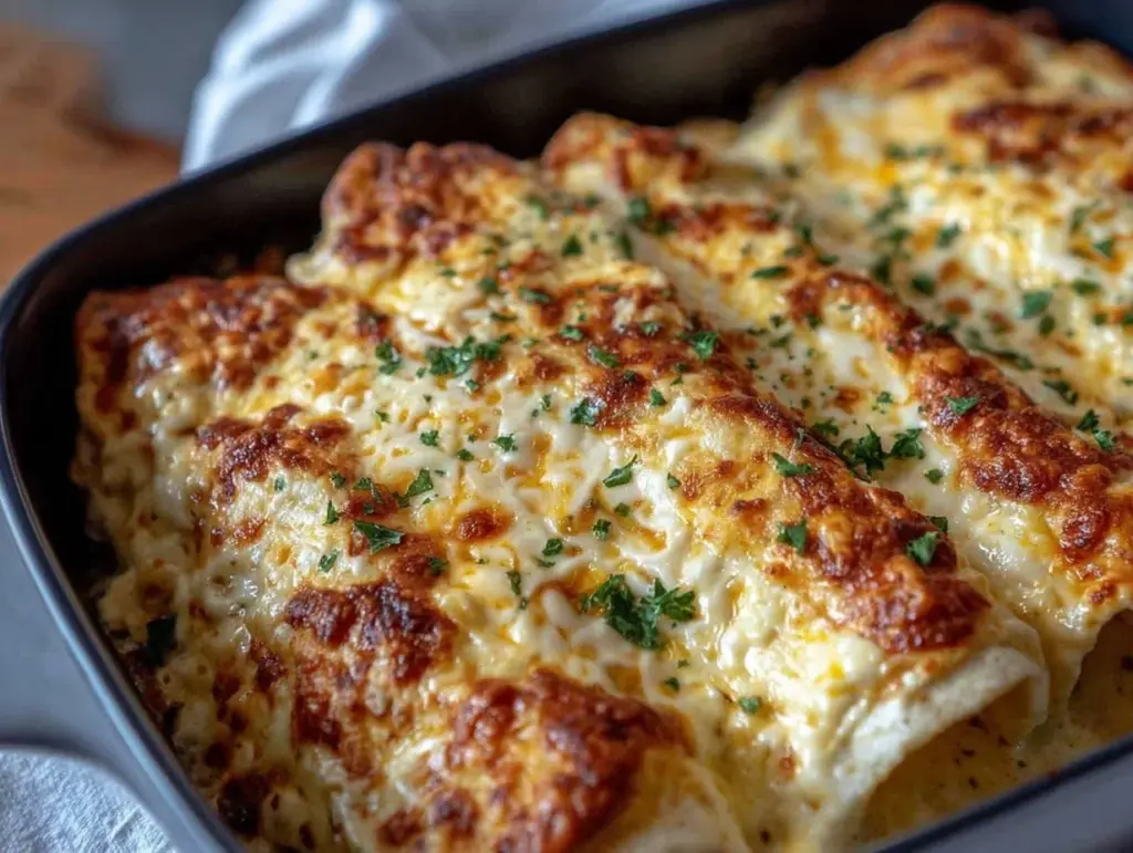 creamy white chicken enchiladas - featured image