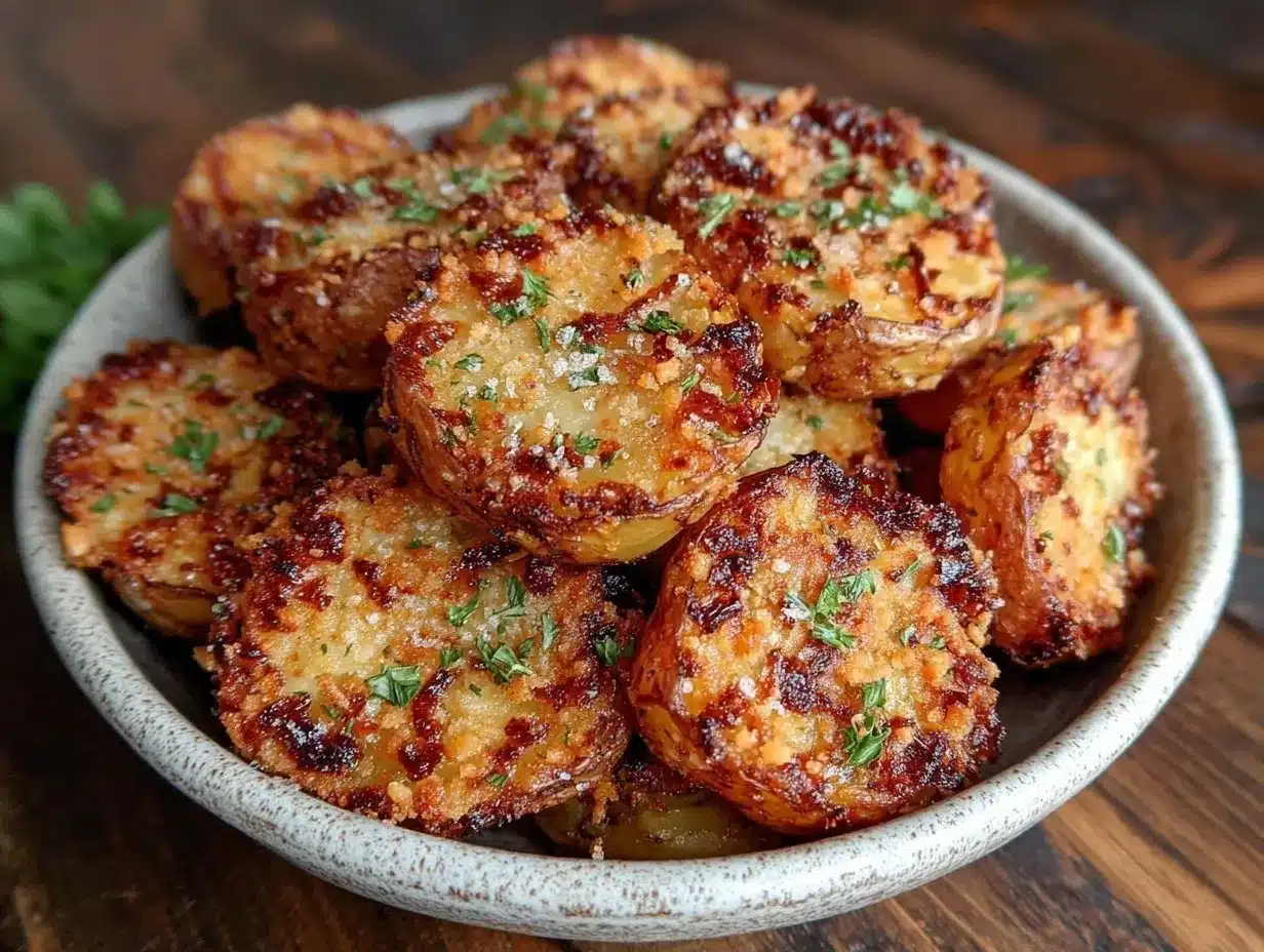 Crispy Garlic Parmesan Crusted Potatoes Easy Healthy Side Dish Recipe 4 crispy garlic parmesan crusted potatoes preparation steps