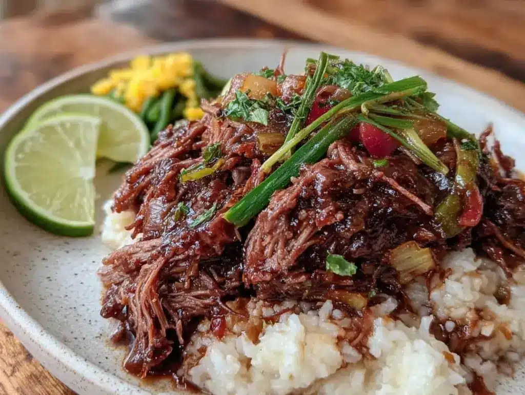 easy crockpot shredded beef - featured image
