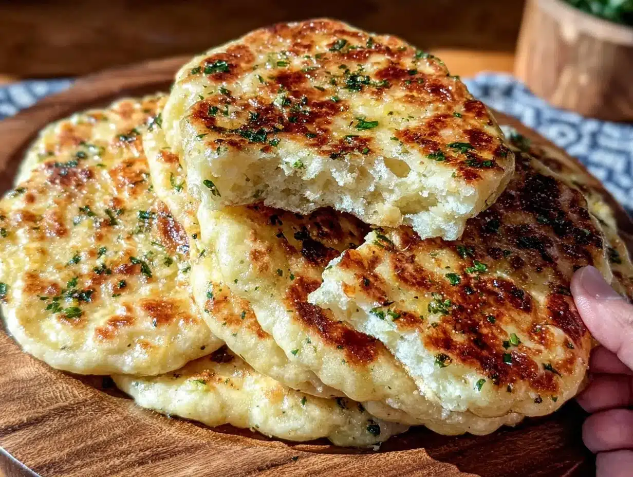 Easy Garlic Flatbreads Recipe 5 Steps for Perfect Homemade Bread 4 easy garlic flatbreads recipe preparation steps