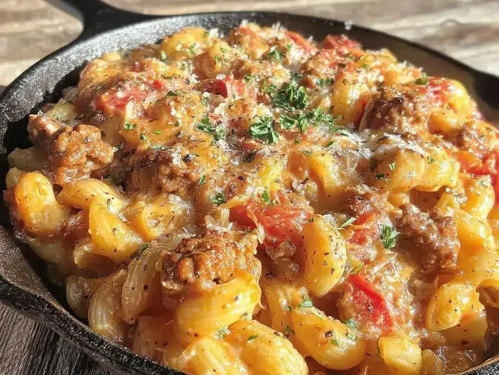 easy one-pot beefy macaroni - featured image