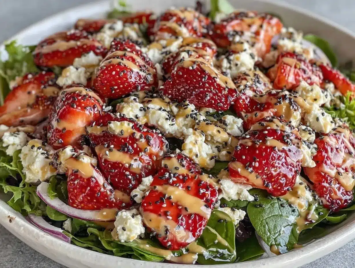 Fresh Summer Strawberry Spinach Salad Easy Poppy Seed Dressing Recipe 4 fresh summer strawberry spinach salad preparation steps