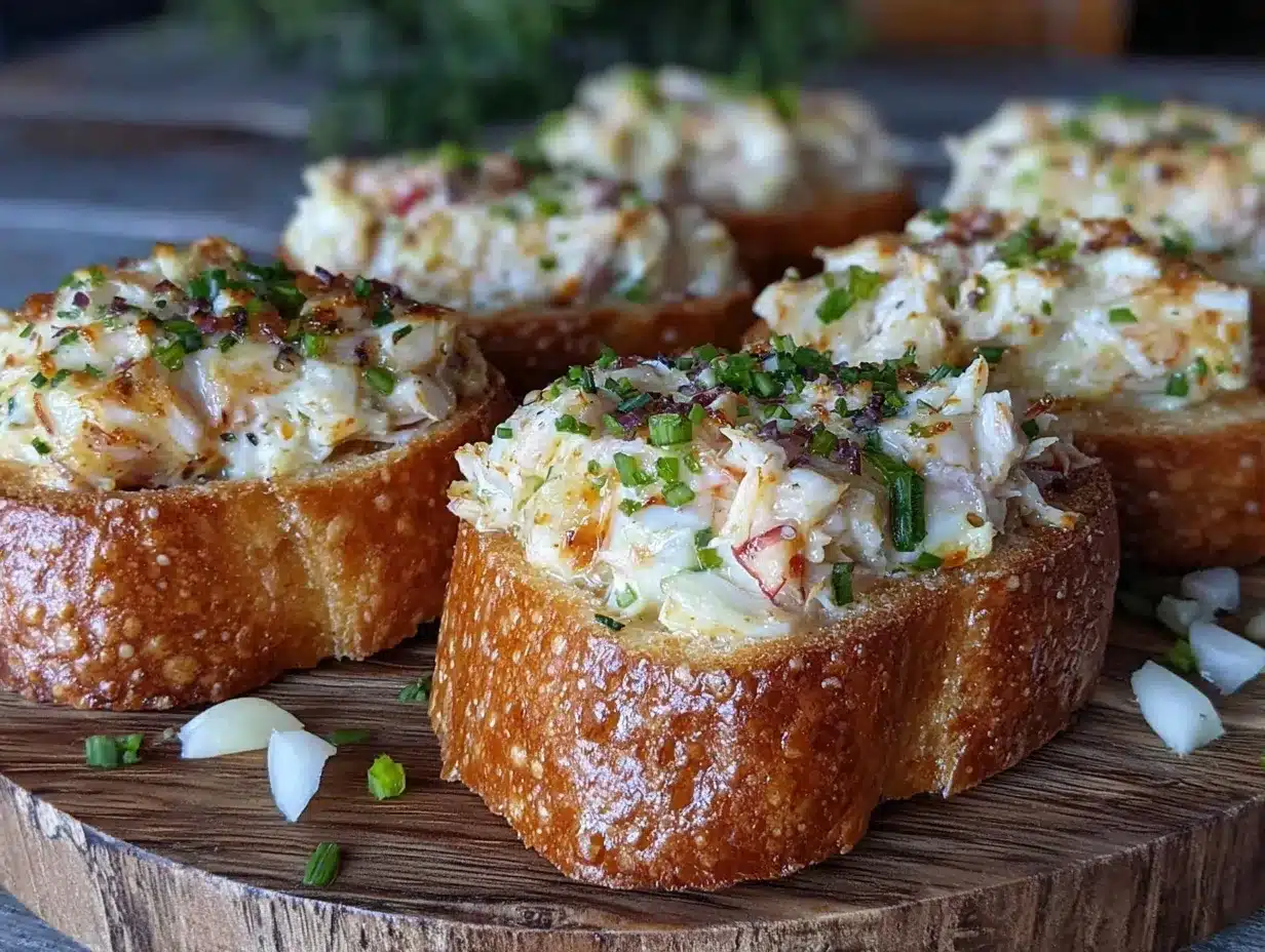 Garlic Butter Crab Toasts Recipe – Easy Party Appetizer Idea 4 garlic butter crab toasts preparation steps