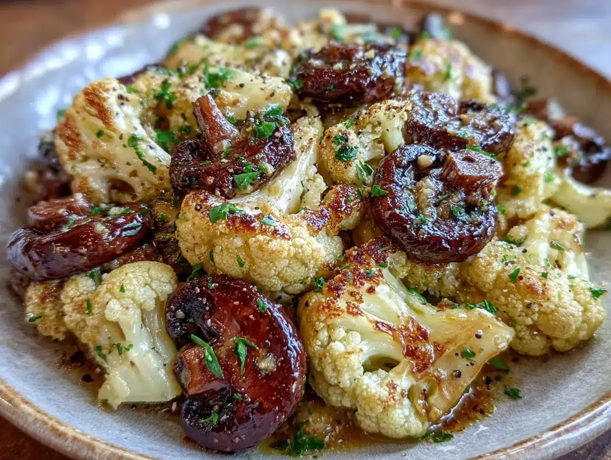 Easy Garlic Cauliflower Mushroom Skillet Recipe Keto Delight for Perfect Low-Carb Meals 4 garlic cauliflower mushroom skillet keto preparation steps