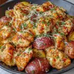 garlic parmesan chicken and potatoes skillet - featured image