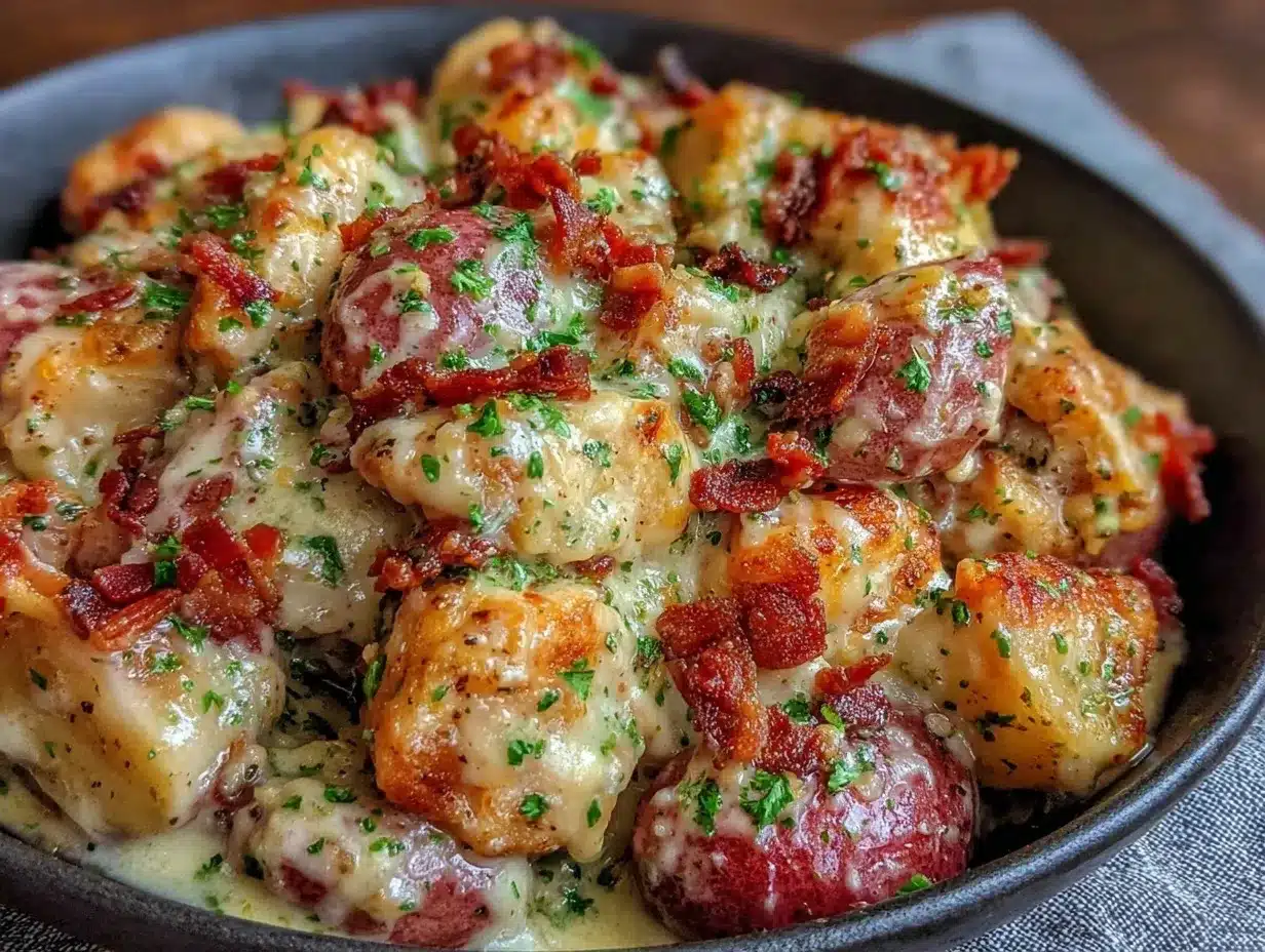 Garlic Parmesan Chicken and Potatoes Skillet – Easy Valentine’s Day Dinner 4 garlic parmesan chicken and potatoes skillet preparation steps