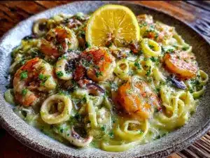 Home 7 garlic seafood pasta - featured image