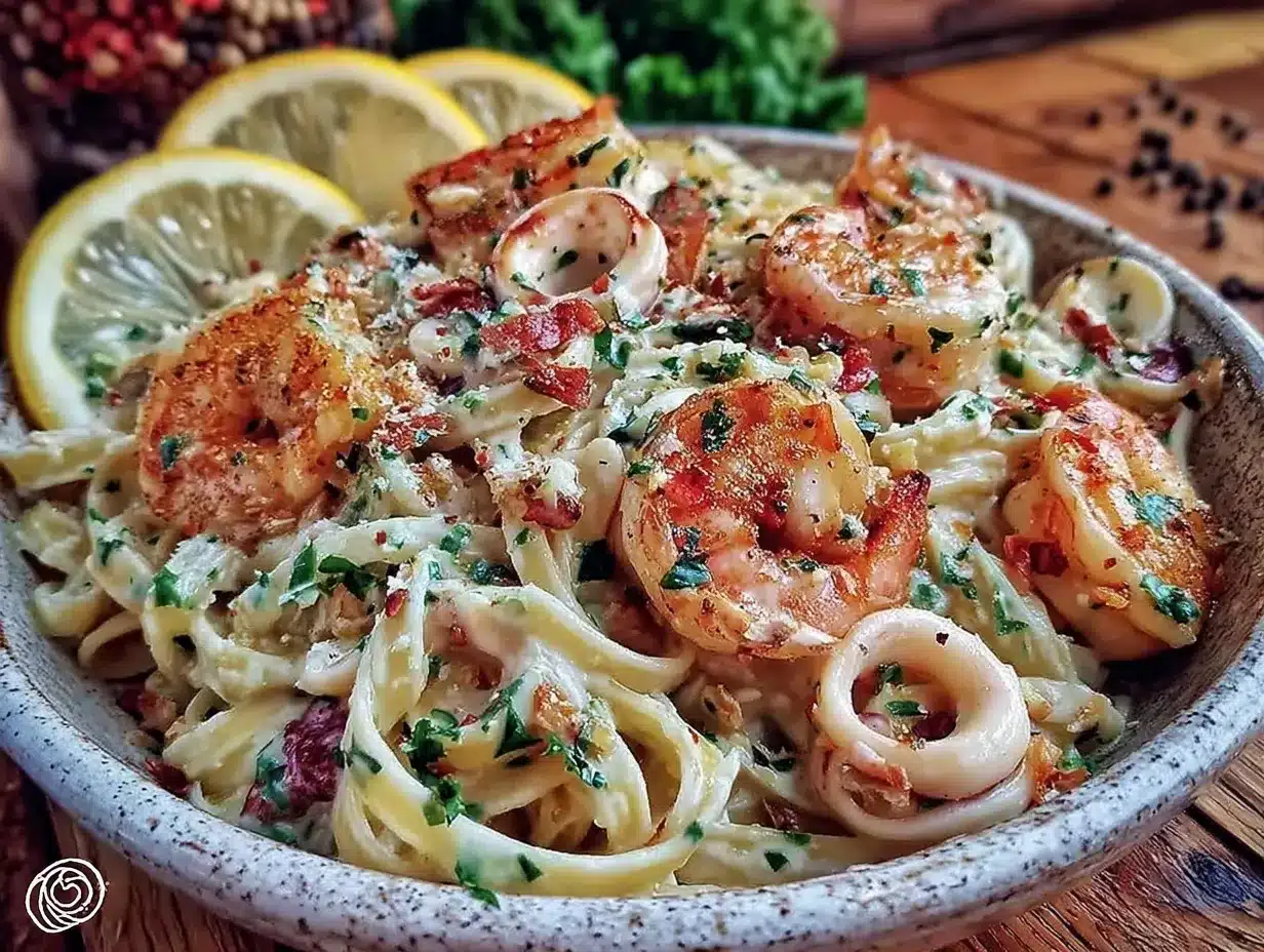 Garlic Seafood Pasta Recipe for Valentine’s Day – Easy Romantic Dinner 4 garlic seafood pasta preparation steps