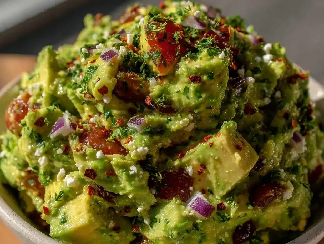 Healthy Avocado Feta Dip Recipe Easy 5-Minute Vegetarian Snack 4 healthy avocado feta dip preparation steps